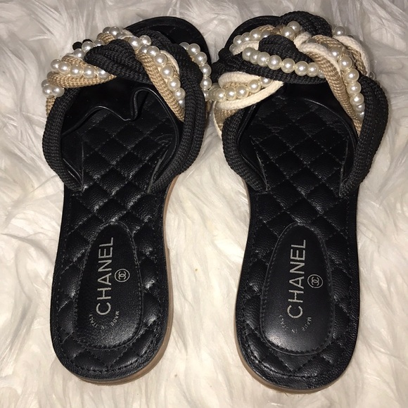 Chanel Cuba Pearl Slides/Sandals Sz 38 - Picture 7 of 8